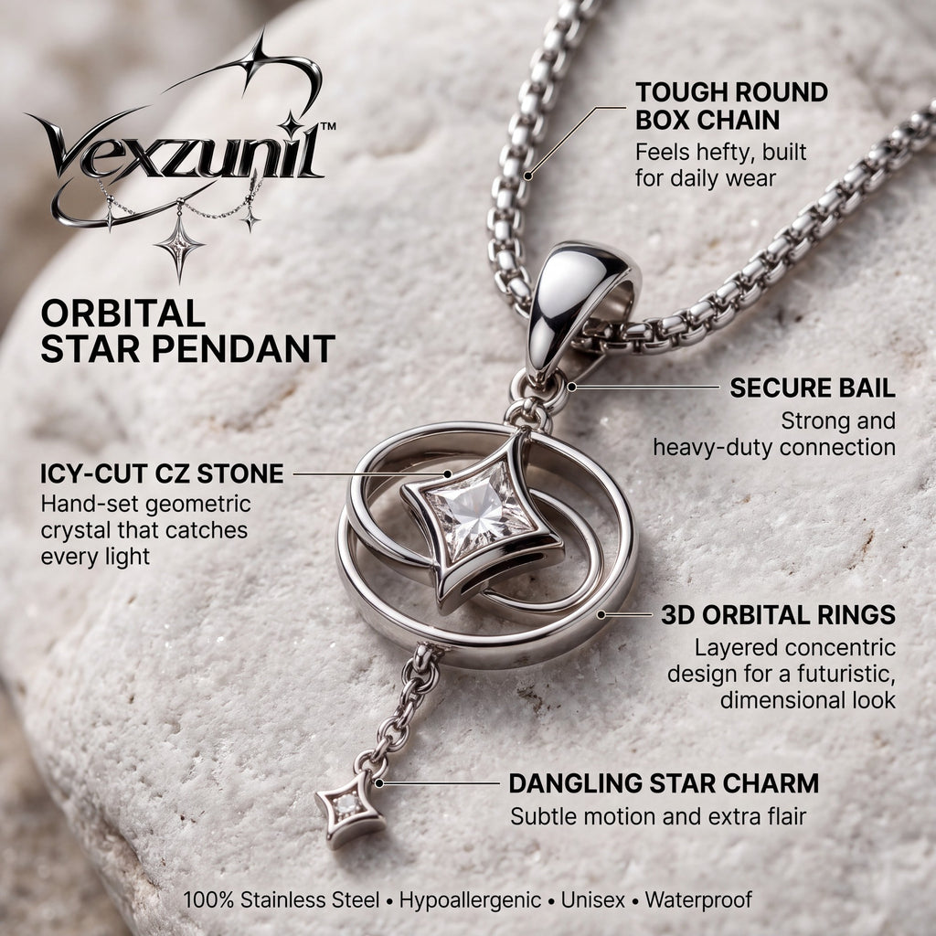 𝒗𝒆𝒙𝒛𝒖𝒏𝒊𝒍™ Orbital Star Pendant Necklace with Dangling Charm — view 3
