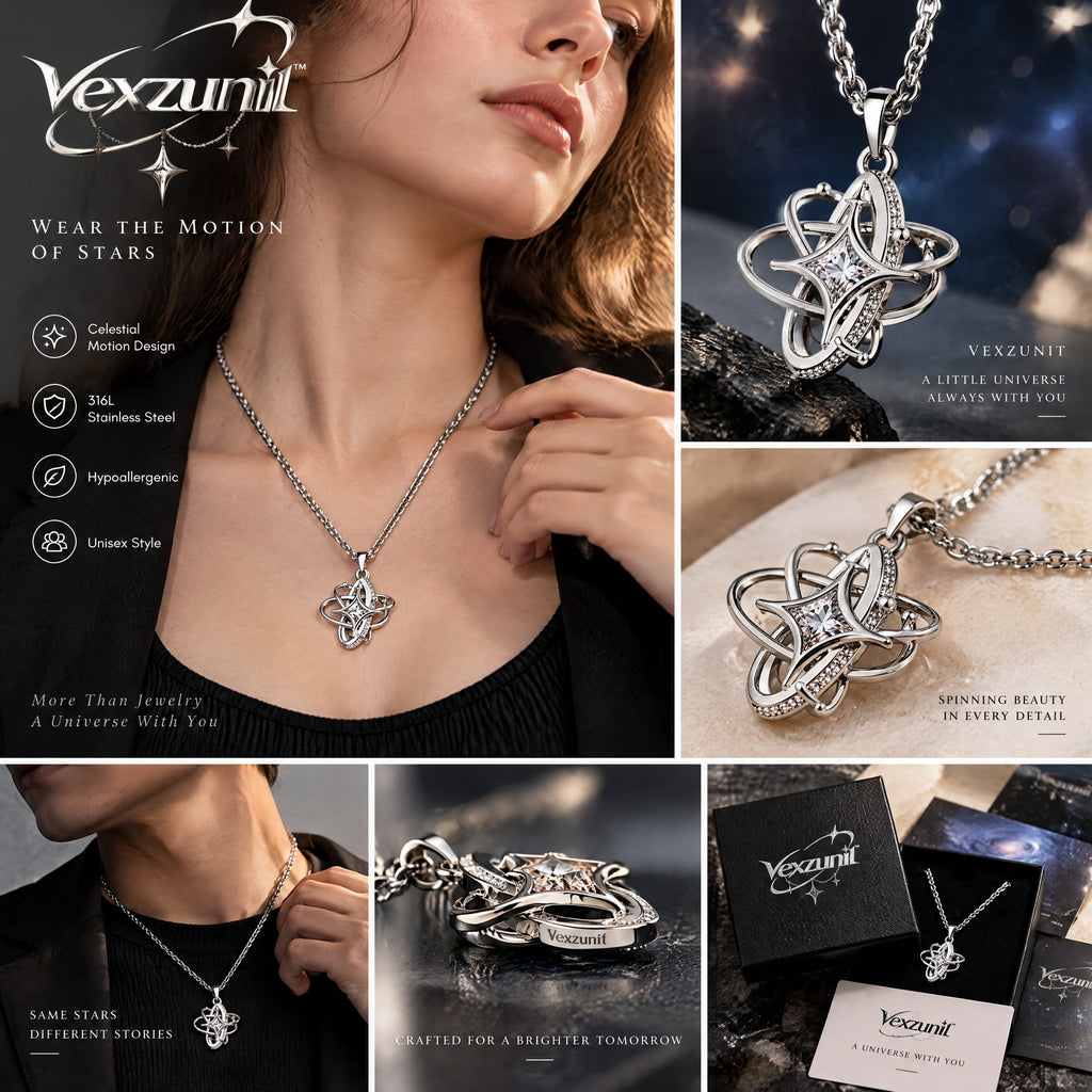 𝒗𝒆𝒙𝒛𝒖𝒏𝒊𝒍™ Interwoven Orbital Star Pendant Necklace — view 2