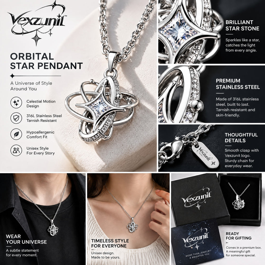 𝒗𝒆𝒙𝒛𝒖𝒏𝒊𝒍™ Interwoven Orbital Star Pendant Necklace — view 4