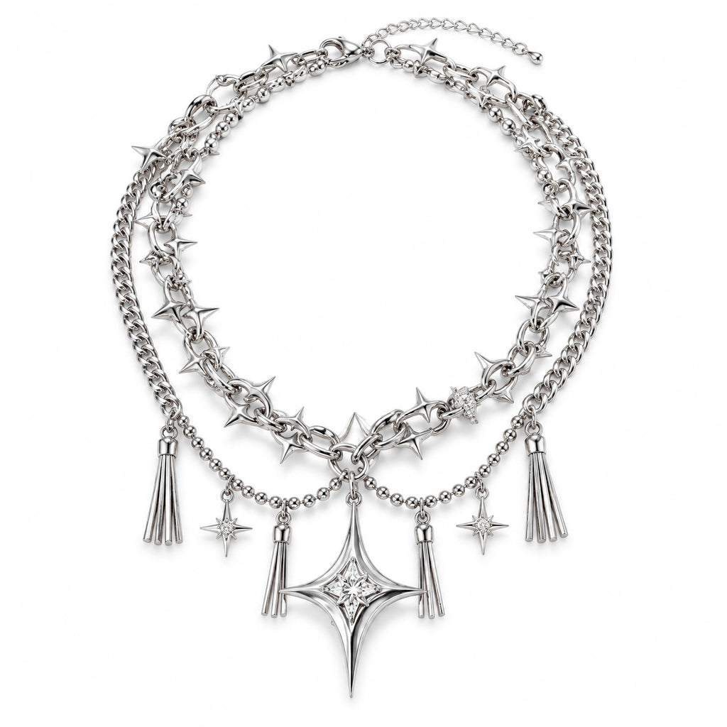 𝒗𝒆𝒙𝒛𝒖𝒏𝒊𝒍™ Starfire Layered Link Necklace with Celestial Charms — view 5