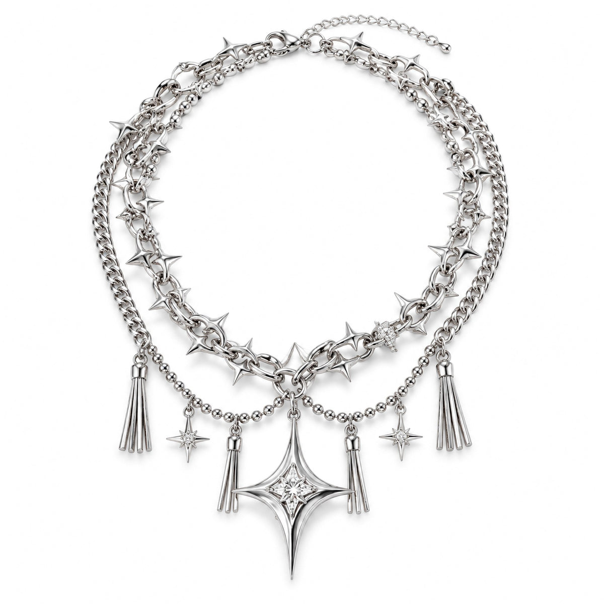 𝒗𝒆𝒙𝒛𝒖𝒏𝒊𝒍™ Starfire Layered Link Necklace with Celestial Charms — view 5