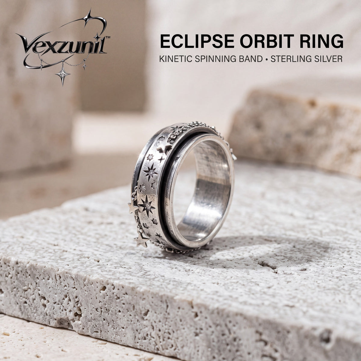 𝒗𝒆𝒙𝒛𝒖𝒏𝒊𝒍™ Eclipse Orbit Spinning Band Ring — view 1