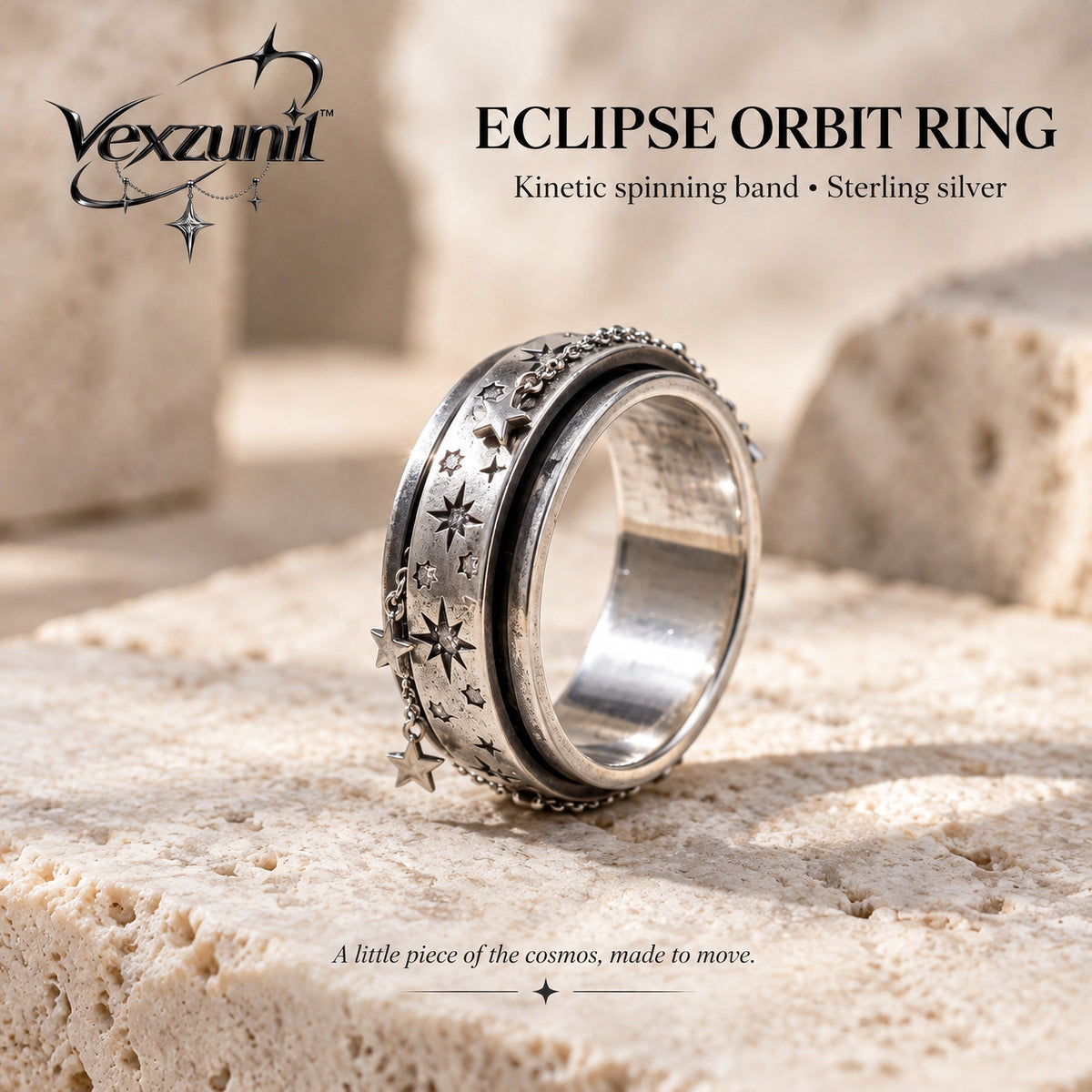 𝒗𝒆𝒙𝒛𝒖𝒏𝒊𝒍™ Eclipse Orbit Spinning Band Ring — view 4