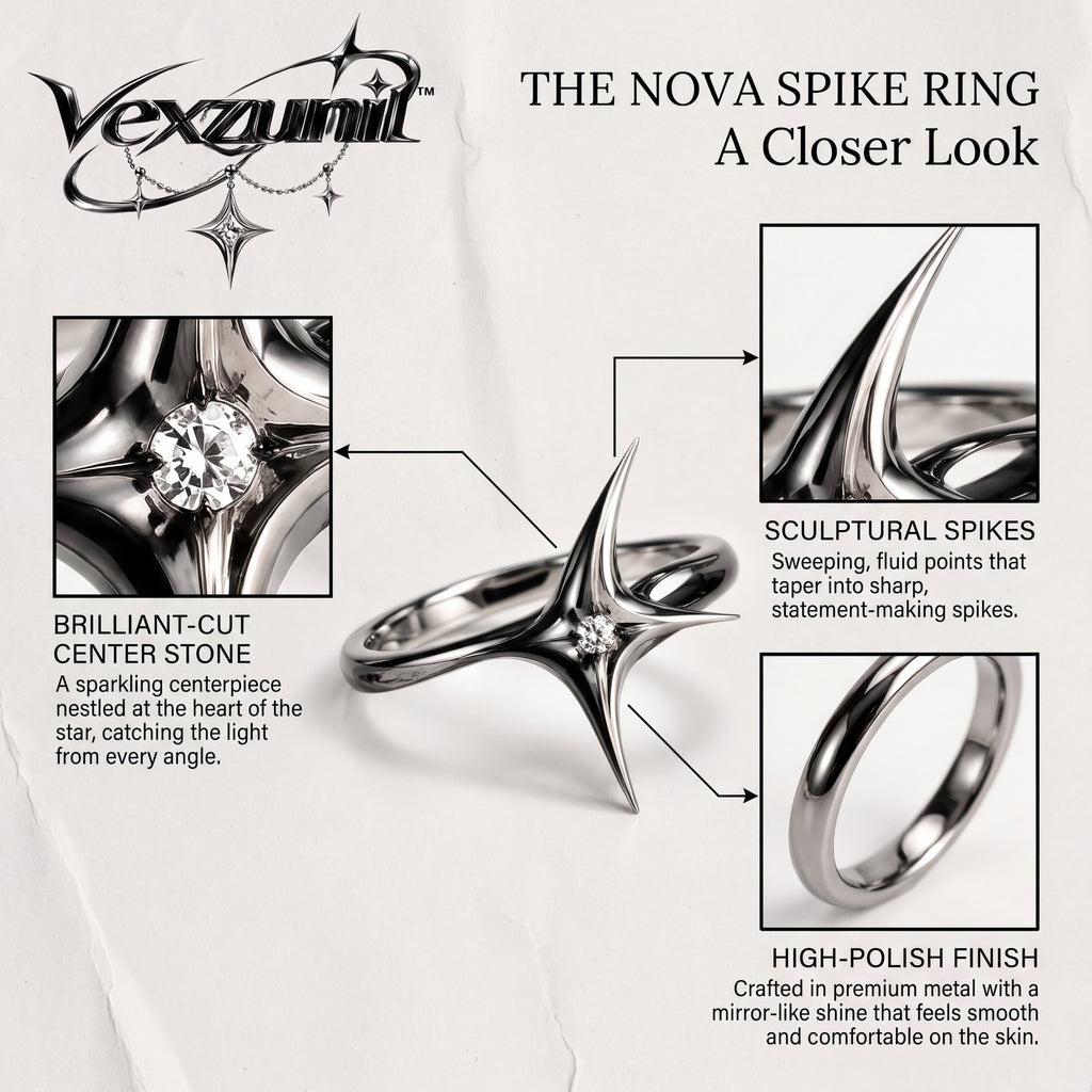 𝒗𝒆𝒙𝒛𝒖𝒏𝒊𝒍™ Nova Spike Sculptural Star Ring — view 4