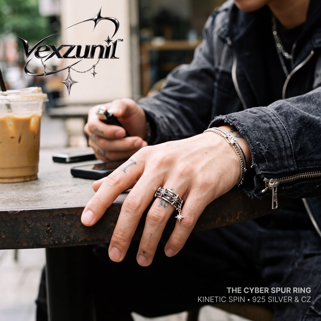 𝒗𝒆𝒙𝒛𝒖𝒏𝒊𝒍™ Cyber Spur Ring with Hanging Star Charm — view 3