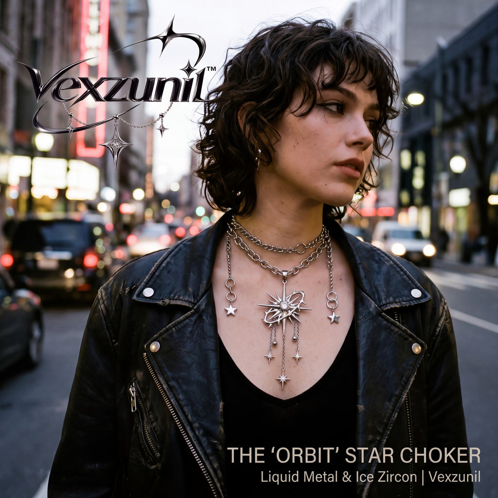 𝒗𝒆𝒙𝒛𝒖𝒏𝒊𝒍™ Orbit Star Choker with Multi-Chain Drops — view 3