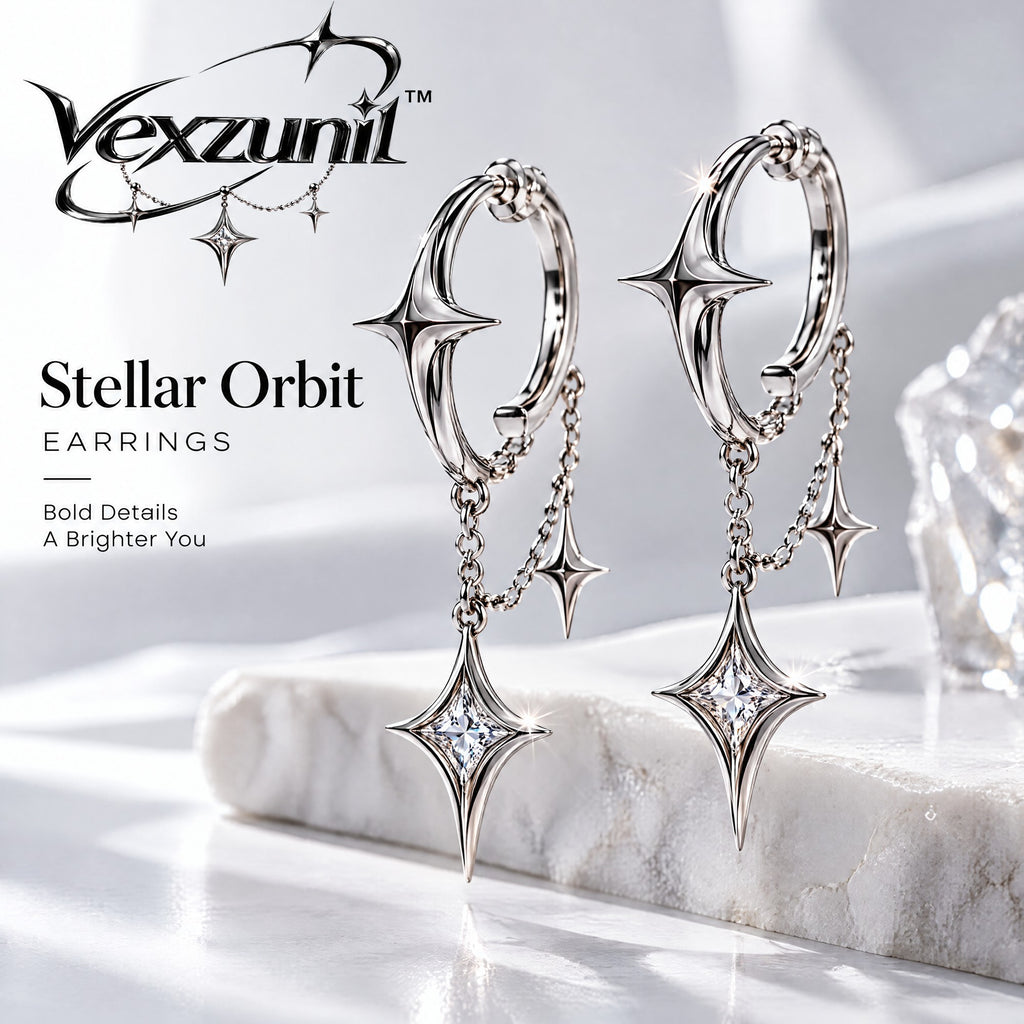 𝒗𝒆𝒙𝒛𝒖𝒏𝒊𝒍™ Stellar Orbit Hoop Earrings with Star Drops — view 2