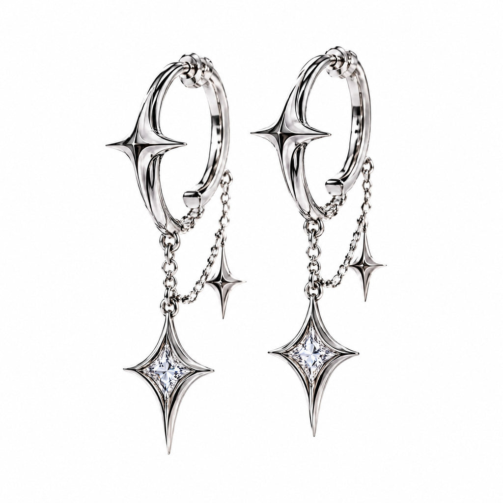 𝒗𝒆𝒙𝒛𝒖𝒏𝒊𝒍™ Stellar Orbit Hoop Earrings with Star Drops — view 5
