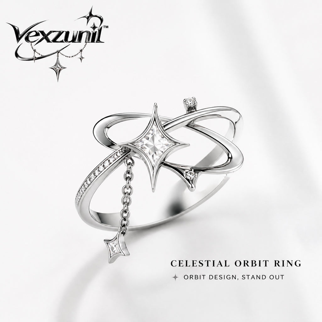 𝒗𝒆𝒙𝒛𝒖𝒏𝒊𝒍™ Celestial Orbit Openwork Ring with Star Charm — view 1