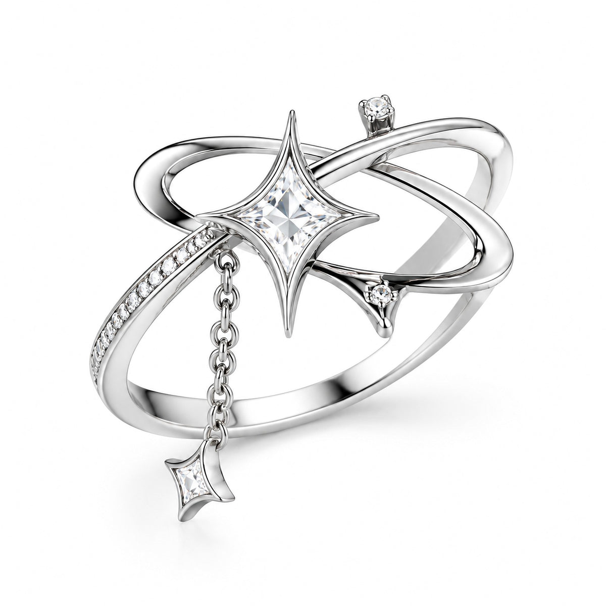 𝒗𝒆𝒙𝒛𝒖𝒏𝒊𝒍™ Celestial Orbit Openwork Ring with Star Charm — view 5