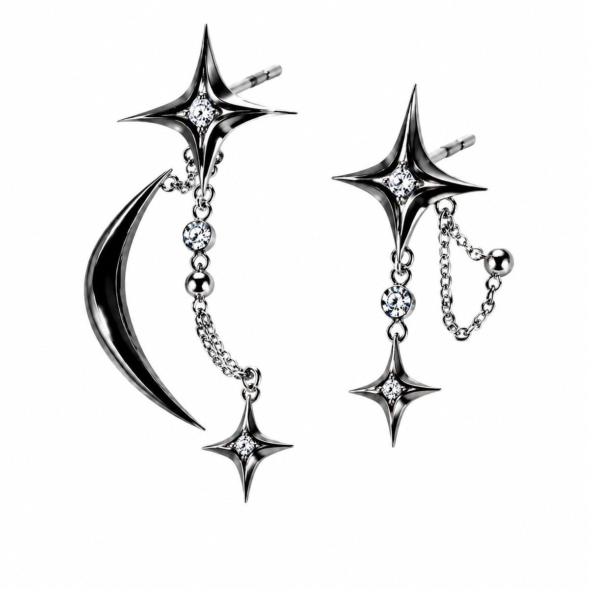 𝒗𝒆𝒙𝒛𝒖𝒏𝒊𝒍™ Nova Star Stud Earrings with Crescent Drops — view 5