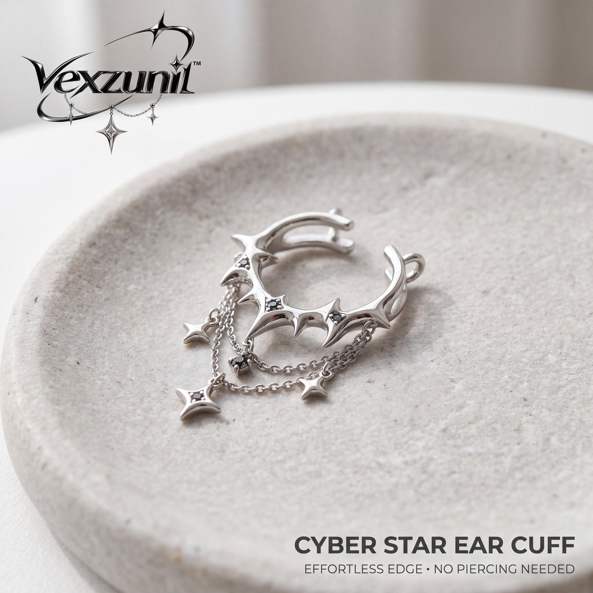 𝒗𝒆𝒙𝒛𝒖𝒏𝒊𝒍™ Cyber Star Cuff with Draped Chain Charms — view 1