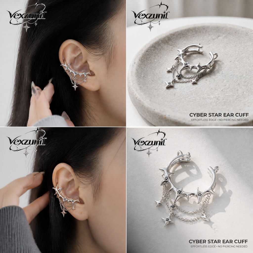 𝒗𝒆𝒙𝒛𝒖𝒏𝒊𝒍™ Cyber Star Cuff with Draped Chain Charms — view 2