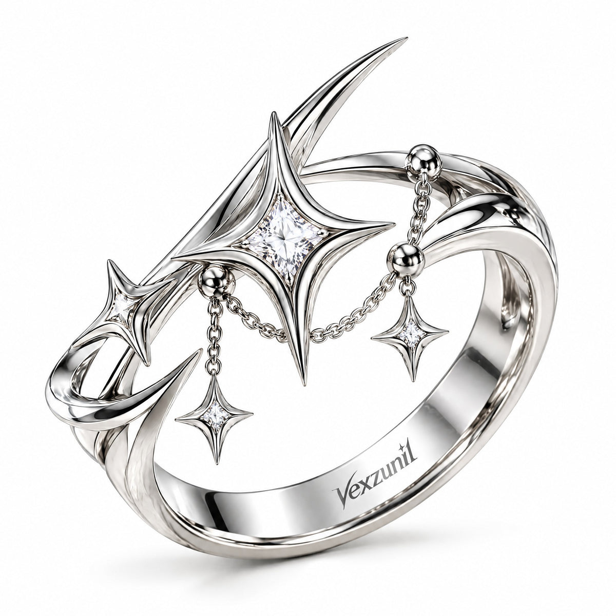 𝒗𝒆𝒙𝒛𝒖𝒏𝒊𝒍™ Stellar Orbit Ring with Draped Star Charms — view 5