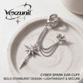 𝒗𝒆𝒙𝒛𝒖𝒏𝒊𝒍™ Cyber Spark Ear Cuff with Layered Starburst Chains — view 4